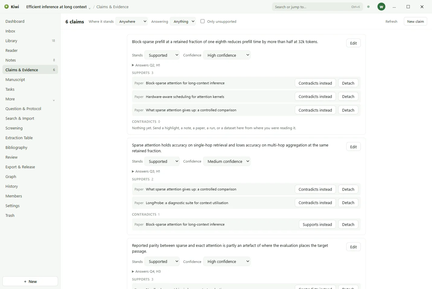 Claims and evidence
